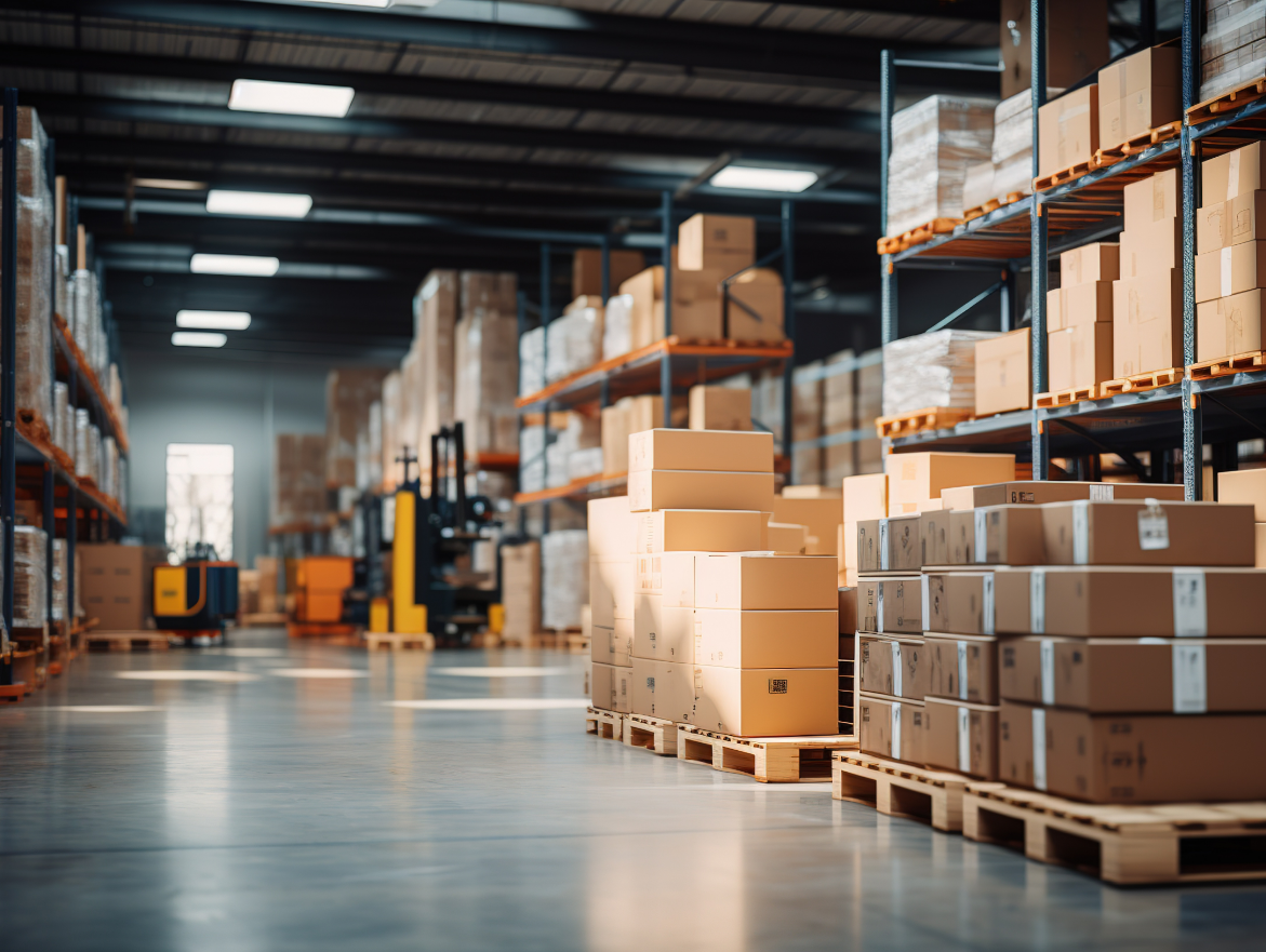 Warehouse with boxes of supplies